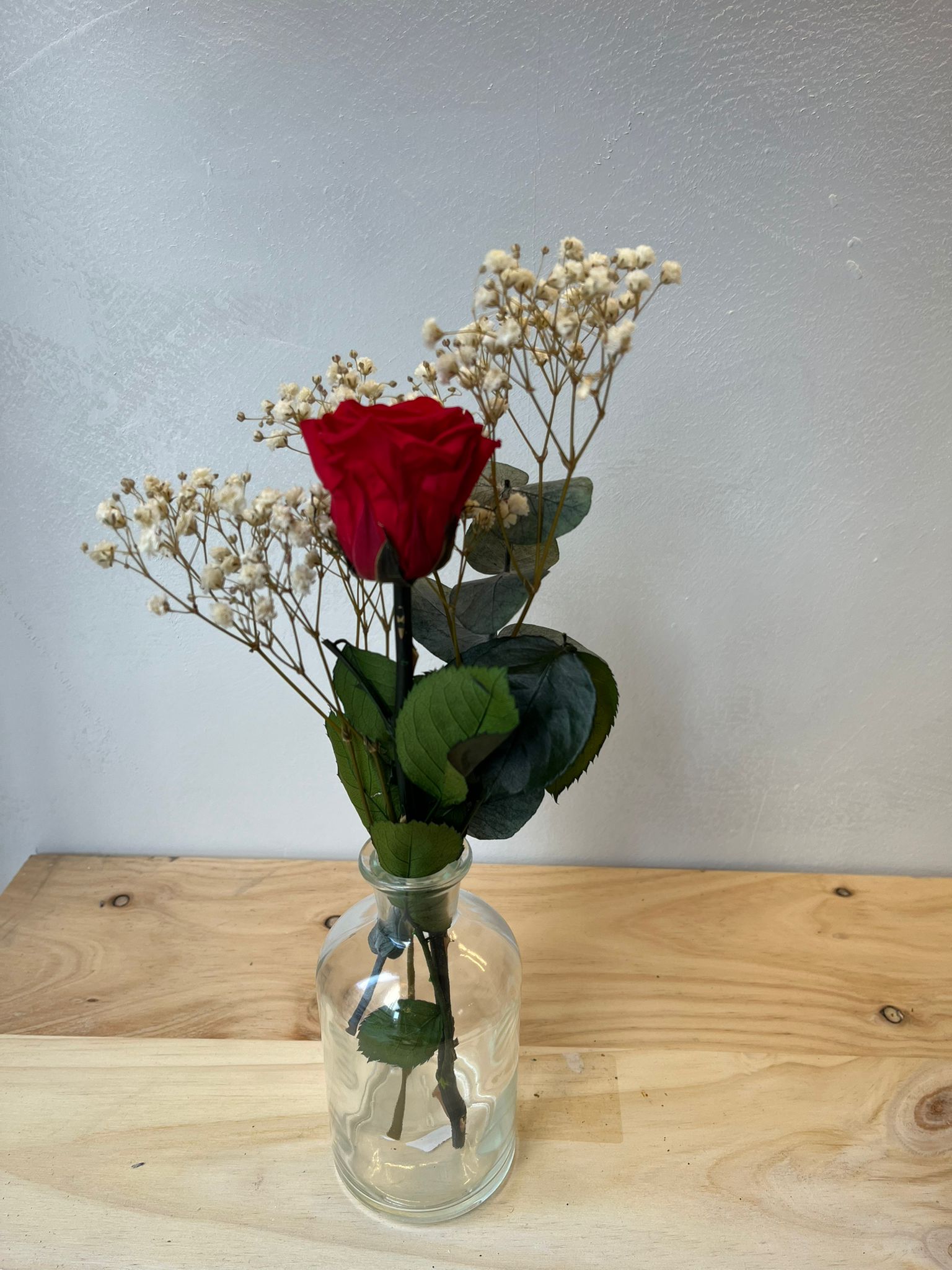 Pack Rosa eterna con botella