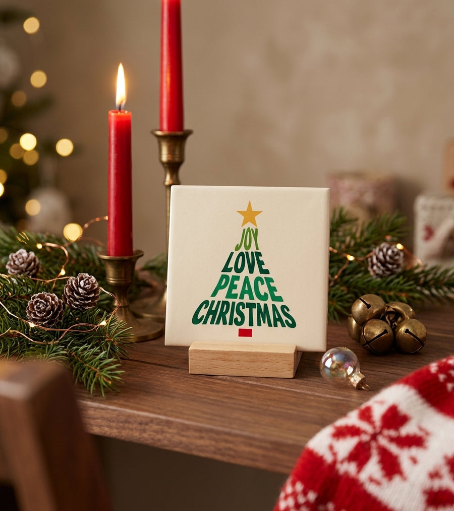Azulejo "Joy, love, peace, Christmas"